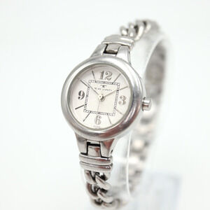 Tauan Womens Swiss Silver Tone Watch 24mm Round Steel Link Bracelet New Battery